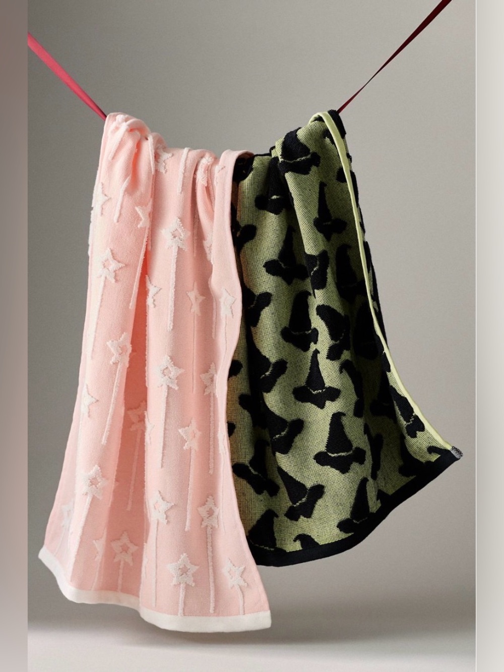 Anthropologie Icon Jacquard Spooky Dish Towel, Set of 2, NWT